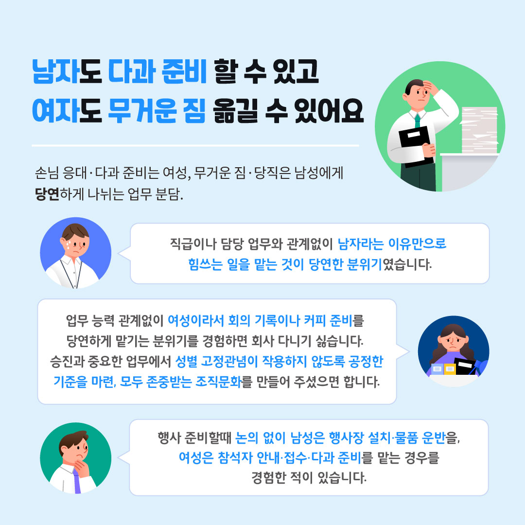 청년들이 제안한 성평등 일터 만들기 : 우리 회사, 이랬으면 좋겠다! [첨부 이미지3]